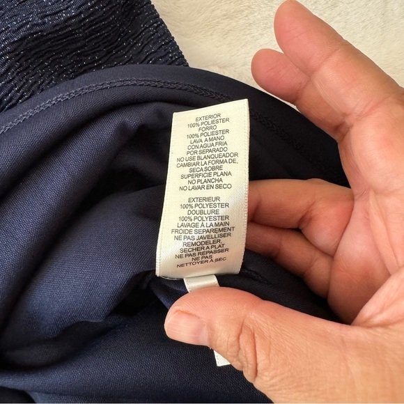 NWT Eliza J Cross Neck Sparkly Midi Halter Navy Dress Size 10 - Picture 15 of 16